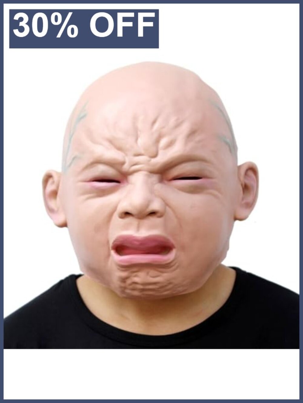 Full Head Natural Latex Crying Face Mask Halloween Costume Comedy Stage